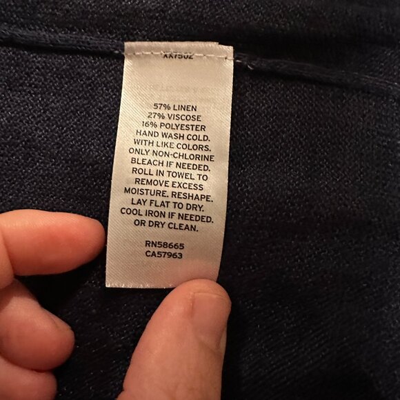 Halogen Navy Blue Linen Blend Longline Open Front Cardigan - Size S - Picture 4 of 4